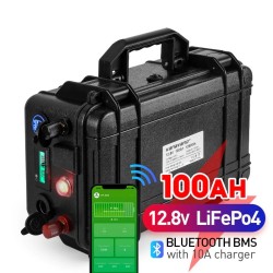 Batteria LiFePO4 - impermeabile 40Ah / 100Ah - BMS Bluetooth integrato - inverter con caricabatterie
