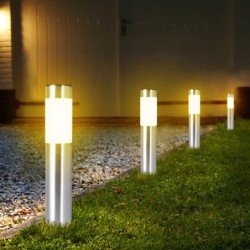 Luce solare da giardino - colonna a terra in acciaio inox - tubo