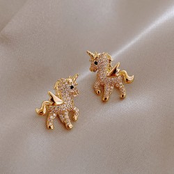 Piccoli orecchini dorati - con cristalli - gufo - unicorno - gattini