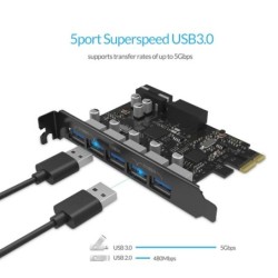 ORICO - USB 3.0 - PCI-E expansion card - 5-ports HUB - adapterHubs