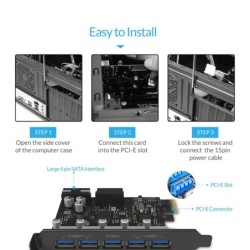 ORICO - USB 3.0 - PCI-E expansion card - 5-ports HUB - adapterHubs