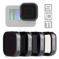 CPL ND8 ND16 ND32 ND - kit de filtre d'objectif - pour GoPro Hero 11 10 9 Noir