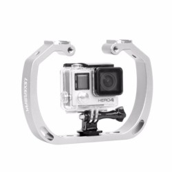 Monopiede selfie subacqueo in alluminio - supporto - supporto a doppio braccio - per fotocamere GoPro