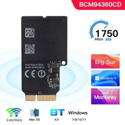 1750Mbps - dual band WiFi Bluetooth card - 2.4GHz/5GHz - Broadcom BCM94360CD - wireless moduleNetwork