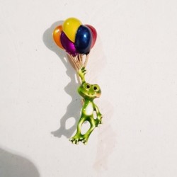 Rana verde con palloncini colorati - spilla