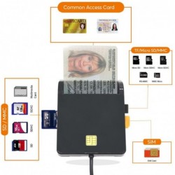 UTHAI - Lettore di smart card - per carte bancarie / SIM / IC / ID / EMV / SD / TF / MMC / USB - ISO / Windows / Linux / OS
