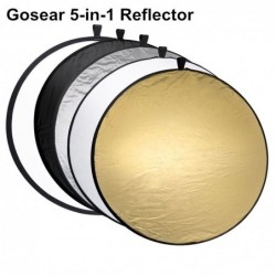5 in 1 photography reflector - collapsible round disc - with bag - 60cmCamera