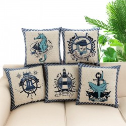 Decorative cotton pillowcase - anchor / rudder print - 45 * 45cmCushion covers