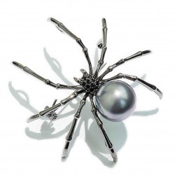 Araignée noire avec perle - broche élégante