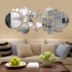 Miroirs ronds - sticker mural - papier peint autocollant - 30 pièces
