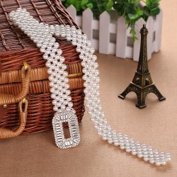 Elegant elastic belt with pearls & crystalsBelts