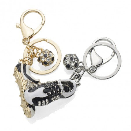 Football soccer shoe with rhinestone - keyringKeyrings
