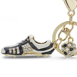 Football soccer shoe with rhinestone - keyringKeyrings