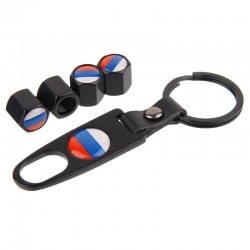 Drapeau russe - Bouchons de valve de roue de voiture - Ensemble de 4 pièces