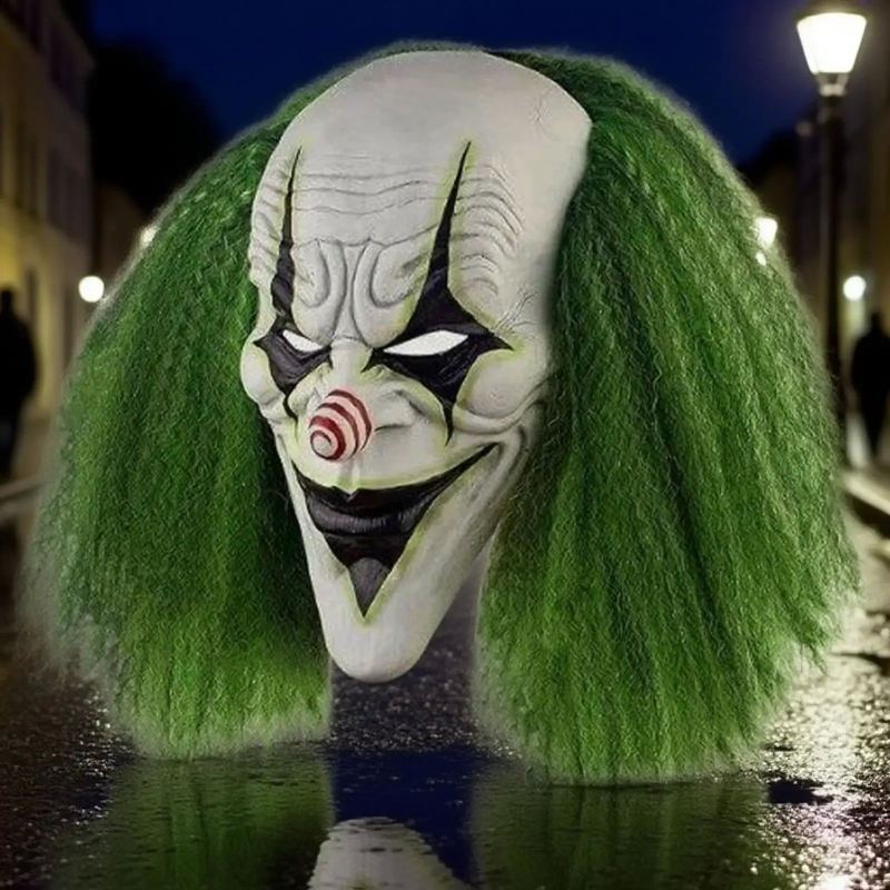 Clown Head Cover Masque Halloween Horror Dress Up Props Luminous Rubber Masks Amusement Park Haunted House Prank Cosplay Mask