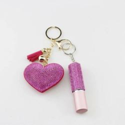 Diamond heart keychain - with fashionable lanyard mini perfume bottlePerfumes