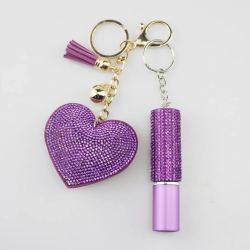 Diamond heart keychain - with fashionable lanyard mini perfume bottlePerfumes