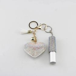 Diamond heart keychain - with fashionable lanyard mini perfume bottlePerfumes