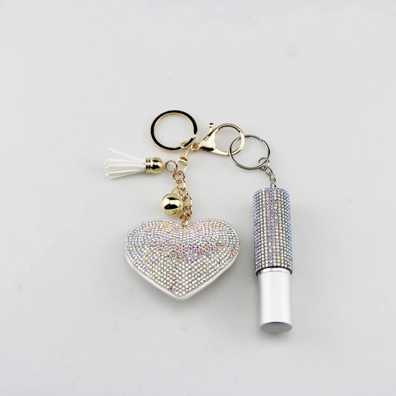 Diamond heart keychain - with fashionable lanyard mini perfume bottlePerfumes