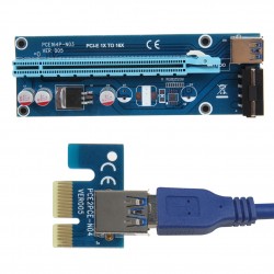 PCIe PCI-E PCI Express Riser Card 1x a 16x USB 30 Data Cable SATA a 4Pin IDE Molex Power