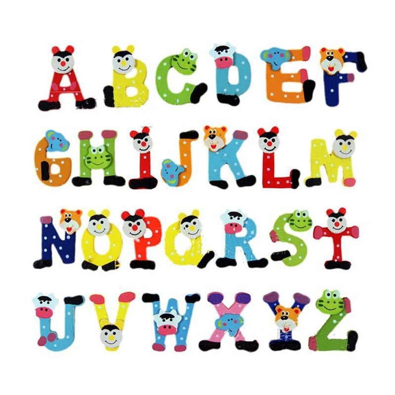 Legno 26 Alfabeto Lettere Frigorifero Magneti Educativi Toy