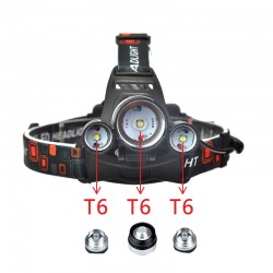 Forehead headlight - zoom flashlight - torch - 3 XML-T6 LED lampSport & Outdoor