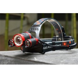 Forehead headlight - zoom flashlight - torch - 3 XML-T6 LED lampSport & Outdoor