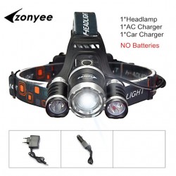 Forehead headlight - zoom flashlight - torch - 3 XML-T6 LED lampSport & Outdoor
