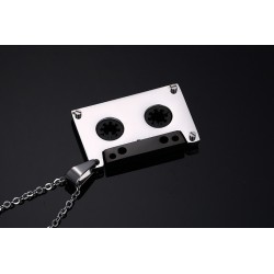 Punk kassettband hänge - rostfrittt stål halsband - unisex