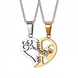 Key lock - Ciondolo a forma di cuore con collana 2 pezzi