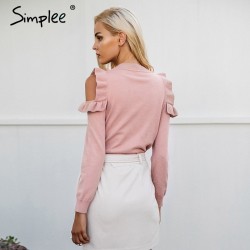 Elegant Off Shoulder Knitted Sweater JumperHoodies & Jumpers