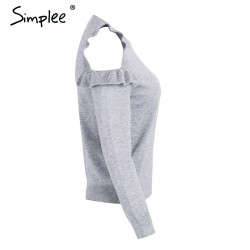 Elegant Off Shoulder Knitted Sweater JumperHoodies & Jumpers