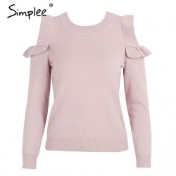 Elegant Off Shoulder Knitted Sweater JumperHoodies & Jumpers