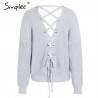 Backless Lace-Up pullover - sweater knittedHoodies & Jumpers
