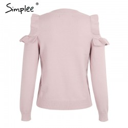 Elegant Off Shoulder Knitted Sweater JumperHoodies & Jumpers