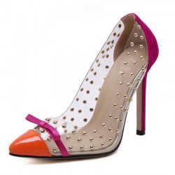 PVC trasparente Rivet Bow High Heel Pumps