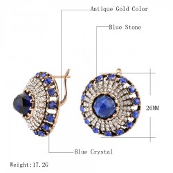 Natural Blue Stone Vintage Crystal EarringsEarrings