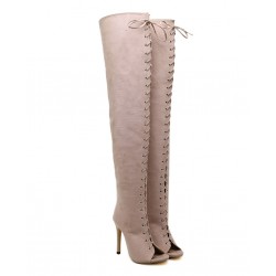 Lace Up Over The Knee High Heel BootsShoes