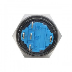 12V 5-pin 19mm bouton poussoir métallique - interrupteur d'alimentation instantané avec LED - interrupteur étanche - Noir
