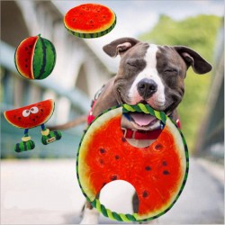 Frisbee per cani - corda in tela - giocattolo anguria - 19 cm