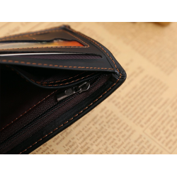 Portafoglio uomo in pelle borsa - cerniera e slot carta di credito