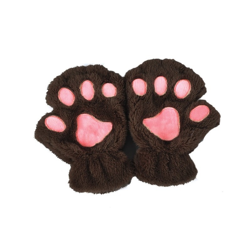 Bear paw mittens - plush fingerless glovesGloves