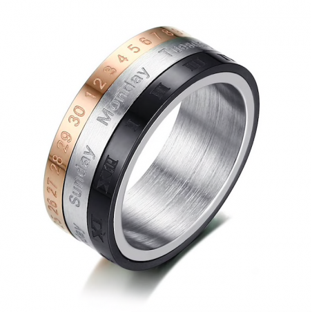 Rotatable 3 parties bague chiffres romains