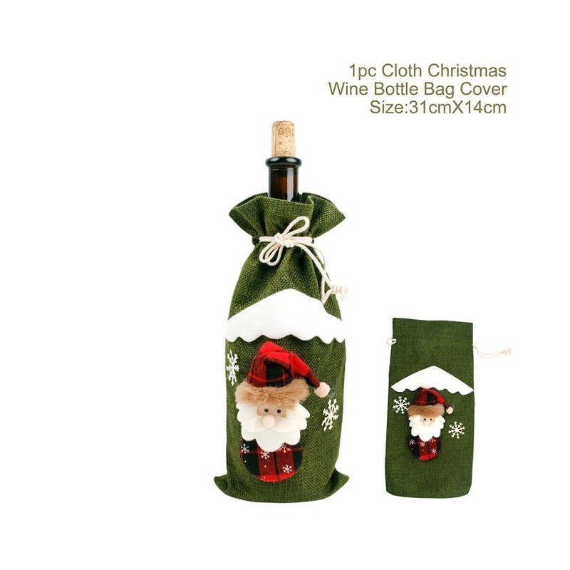 Christmas bottle wine cover cloth & linenChristmas