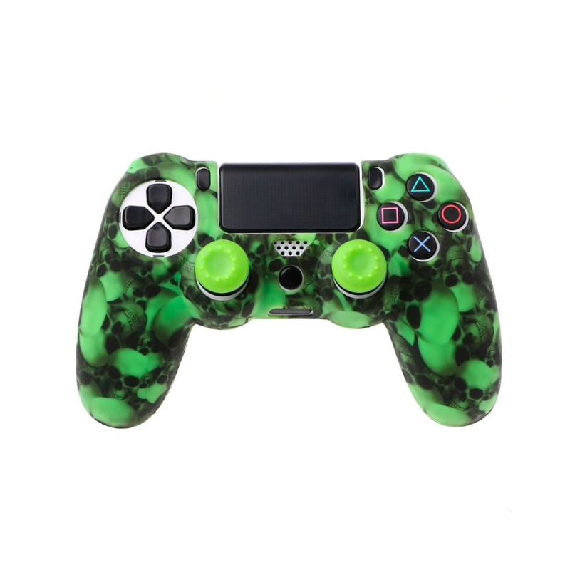 PS4 Pro Slim Controller skull silicone gamepad cover case & 2 joystick capsControllers