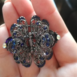 Crystal flower & butterfly - vintage hair clipHair clips