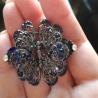 Fiore di cristallo & farfalla - clip di capelli vintage