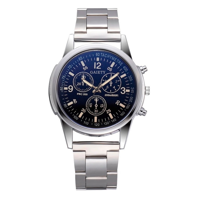 Montre à quartz analogique en acier inoxydable
