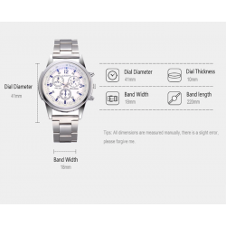 Montre à quartz analogique en acier inoxydable