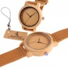 Leather band bamboo Quartz couples watchesWatches